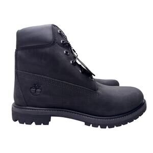 Timberland Boots 6" Premium Waterproof Nubuck Womens 9 W Black TB08658A Lug Sole